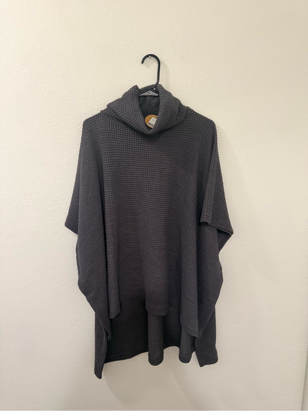 DEMDACO Charcoal Gray Waffle Knit Cowl Neck Poncho